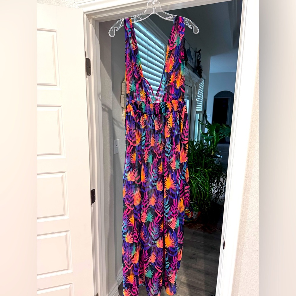 Sheer GB tropical swim cover up